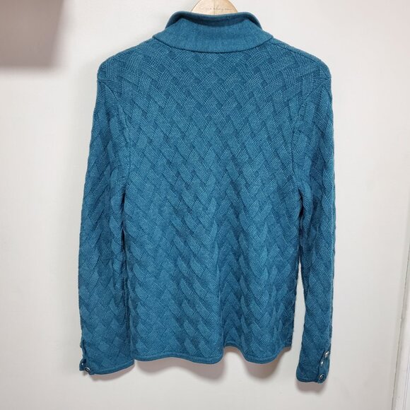 TALBOTS Merino Wool Cardigan Sweater Textured Knit Buttons Women's Large Petite - Picture 6 of 11